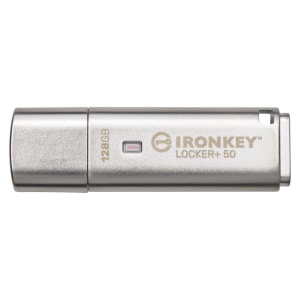 128GB IronKey Locker Plus 50 AES Encrypted, USBtoCloud, "IKLP50/128GB"