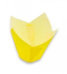 150 darabos muffinformakészlet, tulipános forma, 50 x 80mm, sárga színben
