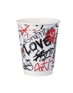 25 darabos duplafalú karton mixpohár készlet, 235ml, 8oz, Graffiti Mix, kiöntő D80 - Img 6