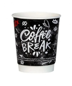 25 darabos duplafalú papírpohár készlet kávéhoz, teához, 235ml, 8oz, Coffee Break modell