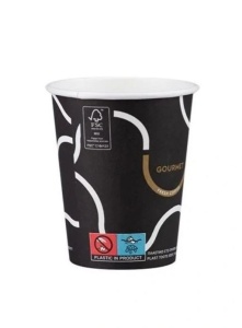 50 darabos papírpohár készlet forró italokhoz, kávéhoz, teához, forralt borhoz, tortákhoz, 235ml, 8oz, d80mm, fekete Gourmet modell - Img 2