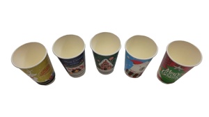 500 darabos papírpohár készlet forró italokhoz, teához, kávéhoz, forralt borhoz, karácsonyi témára, vásárokhoz, 16oz, 470ml, D90mm - Img 3