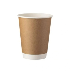 500 db-os kartonpohár készlet kávéhoz, teához, 350ml, 12oz, dupla falú, száj átmérő D90, Natur