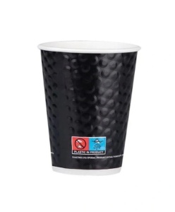 500 db-os kartonpohár készlet kávéhoz, teához, 350ml, 12oz, duplafalú, buborékos mintával, szájátmérő D90, FEKETE - Img 2