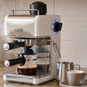 Aparat de cafea HAUSER CE-929W, 800 W, 3,5 bar, funcție de abur, capacitate de 4 cești, culoare albă - Img 2