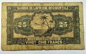 Bancnota Coloniala - Africa Occidentala Franceza - 25 Franci 1942 - Img 4
