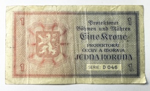Bancnota Istorica - Protectoratul Boemiei și Moraviei -1 Koruna 1940 - Img 2