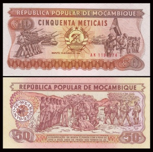 Bancnota -Mozambique 50 Meticai 1986