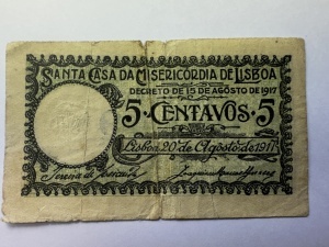 Bancnota - Portugalia - 5 Centavos 1917