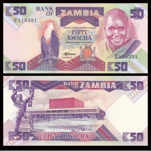Bancnota - Zambia 50 Kwacha, 1986-1988