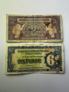 Bancnote militare britanice WWII – 3 Pence & 6 Pence – 2nd Series ( 1948 )