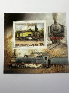 Bloc filatelic Guineea – Locomotive cu aburi