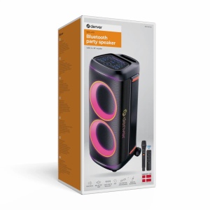 Boxă Activă de Petrecere Denver BPS-470, 200W RMS, Două Woofer-e 10", Bluetooth 5.3, Karaoke, Microfon Wireless Inclus, Lumini LED RGB, TWS, IPX4, Troller, Black - Img 4