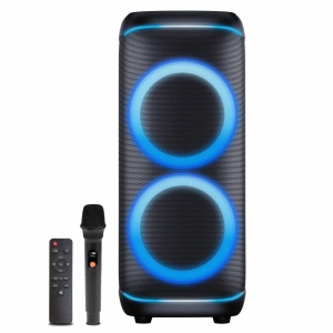 Boxă Activă de Petrecere Denver BPS-470, 200W RMS, Două Woofer-e 10", Bluetooth 5.3, Karaoke, Microfon Wireless Inclus, Lumini LED RGB, TWS, IPX4, Troller, Black - Img 13