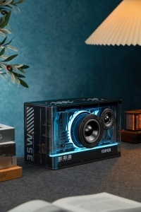 Boxa profesionala GAMING, lumini RGB, 40W, bluetooth 5.3, USB-A, USB-C, AUX, ecran LCD, Edifier QD35-BK - Img 5