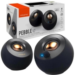 Boxe Creative Pebble v2, 2.0, 8W RMS, USB-C/A & 3.5mm jack, Negru - Img 1