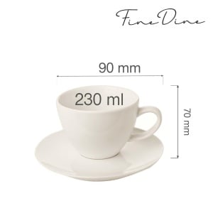 Ceașcă elegantă cu farfurioară pentru ceai și cafea Fine DIne, Crema 230 ml - Img 2