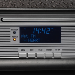 Combina muzicala tip RETRO, cd-player, usb, tunner, aux, caseta, pick-up, cutie lemn, NEGRU, Denver MRD-51B - Img 8