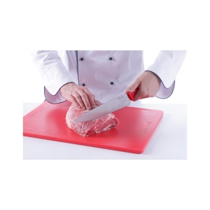 Cutitul bucatarului, maner rosu, lama inox grosime 2,5 mm, 240/385 mm, Hendi, potrivit si pt uz profesional - Img 2
