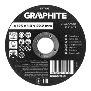 Disc de taiere, corindon, pentru metal 125 x 1.0 x 22.2 mm, 41 A60-T-BF