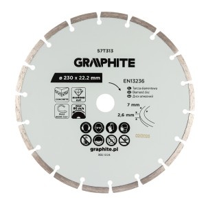 Disc de taiere diamantat, segmentat, 230 x 22,2 mm, taiere uscata