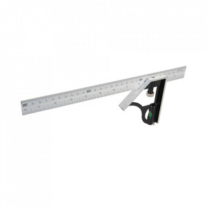 Echer 300mm, linie aluminiu, nivela cu bula, metric si imperial, Task - Img 1