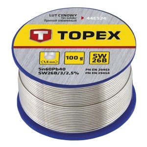 Elektronikus forrasztófolyadék, 60% Sn, Pb 40%, 1,5 mm, fluxus SW 26,100 g, Topex - Img 2