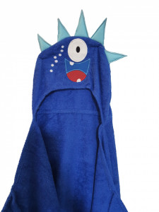 Fürdőköpeny kapucnival, törölköző, 130 x 60cm, 100% pamut, monster blue, George Home - Img 4