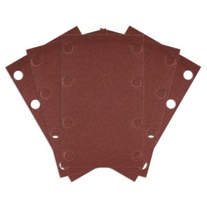 Hartie de slefuit Velcro, dreptunghiulara, 80 x 130 mm, P240, 5 buc, cu 8 gauri, pentru 04-623