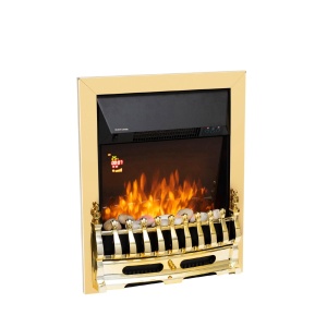 HOME FKKI25G șemineu electric decorativ încastrabil, max. 2000 W, efect de lumină LED, 2 trepte de putere, telecomandă, programare săptămânală, finisaj auriu - Img 2