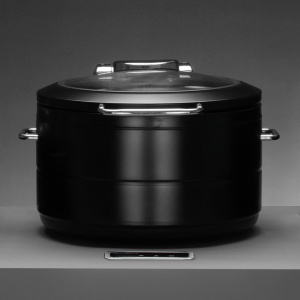 Incalzitor cu inductie rotund cu capac din sticla De Luxe Black, 9l Fine Dine - Img 1
