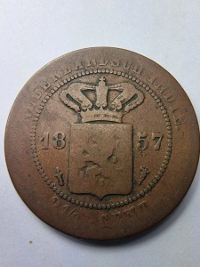 Indiile Olandeze - Colonie a Țărilor de Jos ( Indonesia ) - 2.5 Cent 1857 - Img 3