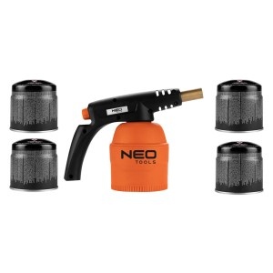 Lampa de lipit cu gaz pentru cartuse de 190 g + 4 cartuse de gaz pentru cartuse