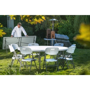 Masa pliabila tip valiza, pentru bucatarie sau bufet, 1500x(h)740 mm, blat polietilena, Hendi - Img 2