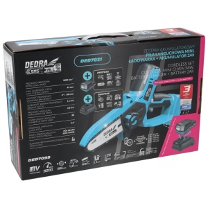 Mini drujba electrica crengi cu acumulator 18V 2Ah inclus + incarcator, lama 10cm, Dedra - Img 3
