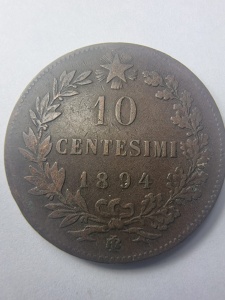 Moneda - 10 Centesimi 1894 – Regatul Italiei, Regele Umberto I - Img 2