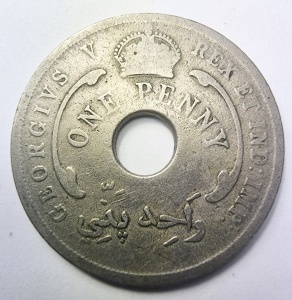 Moneda Africa de West Britanica - George V - 1 Penny 1919 - Img 2