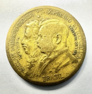 Moneda Brazilia - Comemorativa - Centenarul Independenței Braziliei (1822–1922) - 500 Reis 1922