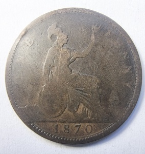Moneda Regatul Unit - Victoria - 1 Penny 1870 - Img 2