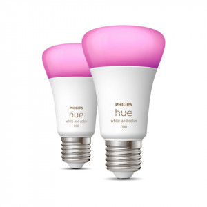 Pachet 2 becuri LED RGB inteligente Philips Hue A60, Bluetooth, Zigbee, E27, 9W (60W), 806 lm, lumina colorata RGB - Img 3
