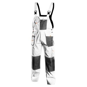 Pantaloni cu bretele, albi, marimea L/52
