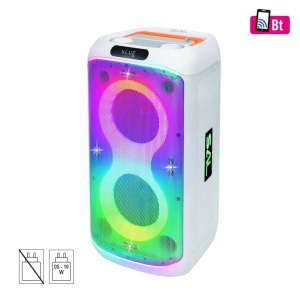 Party hangszóró, 60W, beépített akkumulátorral és LED világítással, Bluetooth, AUX és mikrofon bemenet, 2 út, 3 hangszóró, SAL PAR216WH