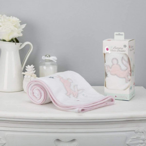 Paturica pufoasa fleece premium, 90x70cm, iepure, CuddleCo - Img 5