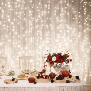 Perdea de lumini LED, 2x1m / 210 LED, inseriabil, alb cald - Img 1