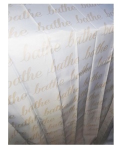Perdea dus premium, alb-auriu, model Bath, 180 x 180cm, material textil sintetic tesut, anti-rupere, 12 inele metal, George Home - Img 2