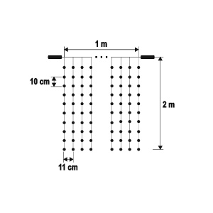 Perdea luminoasa cu LED-uri, 1x2 m / 200 LED-uri, conectabilă în serie, alb rece - Img 2