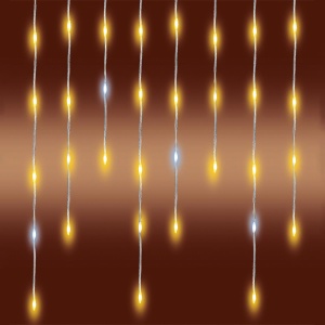 Perdea luminoasă LED cu sloi de gheață strălucitor, pentru exterior, 300 LED-uri DOT (alb rece intermitent între alb cald) - Img 3
