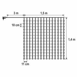 Perdea luminoasă LED DOT, 1,5 x 1,4 m, alb cald - Img 2