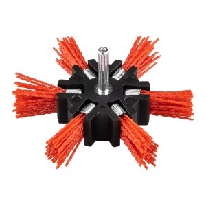 Perie tip roata cu segmente, din nylon, 100 mm, cu tija de 6 mm