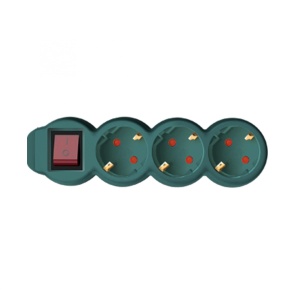 Prelungitor 3 prize cu intrerupator, 5m, 3x1,5mm2, verde